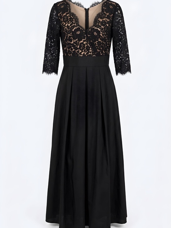 Eliza J Dresses & Skirts - Eliza J Black Lace Bodice Long Sleeve Maxi Dress